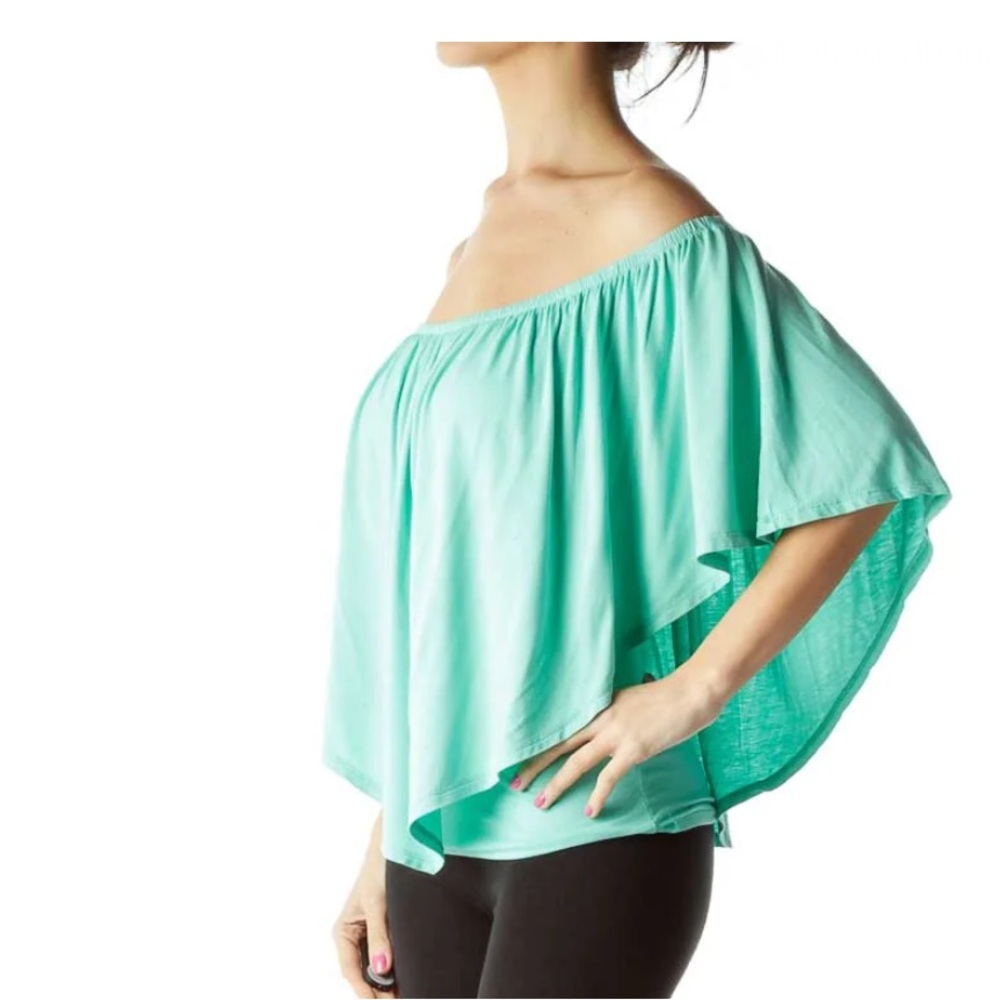 Boston Proper Women's Aqua Off-Shoulder Top - Picture 3 of 6